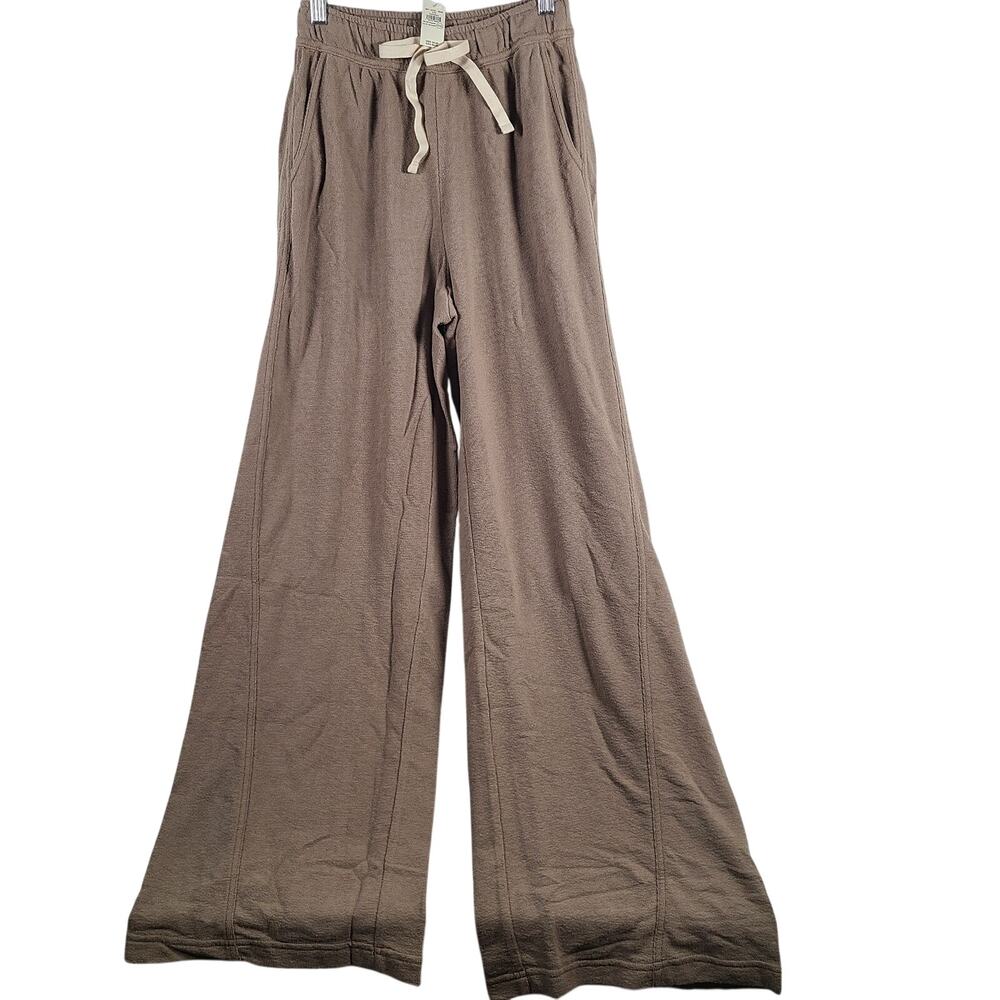 Aerie Wide Leg Lounge Pants Sz XS Regular Taupe Cotton Blend